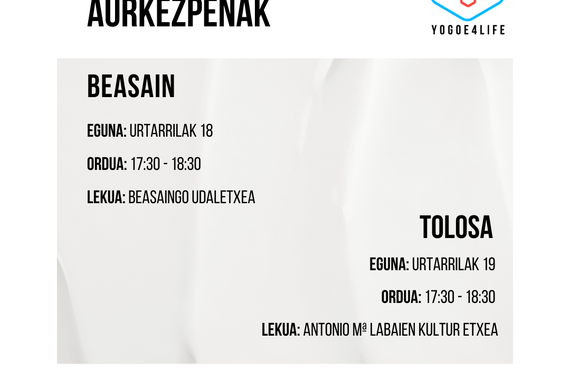 YoGoe4Life proiektuaren aurkezpenak Beasainen eta Tolosan