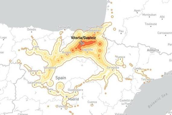 Kronotrenak, tren ibilbideen irismen mapa interesgarrian
