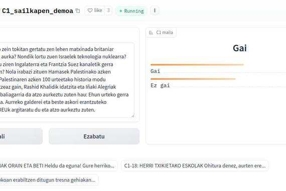 Sustatuko testuek C1 maila gainditzen dutela konprobatu dugu zuzenekoan (eskerrak!)