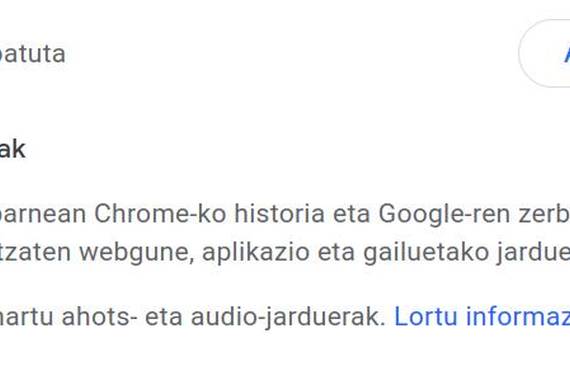 Google-ren entzuketa eta audio ezarpenen xehetasunak azaltzen