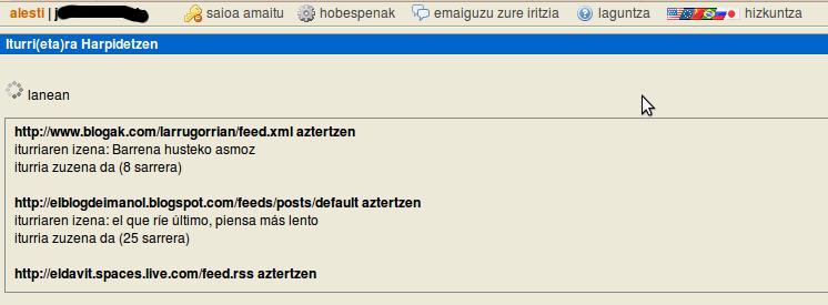 Alestin OPML fitxategia inportatzen