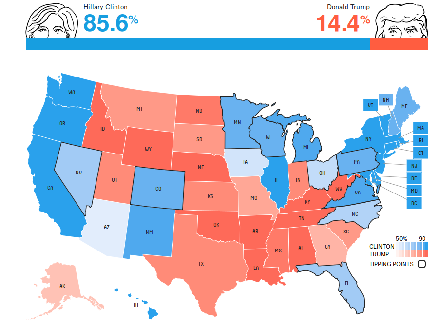 Clinton Trump 2016 mapa