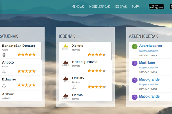 Itxialdia bukatzearekin batera, berrikuntzak eta funtzionalitate berriak Mendiak.eus eta Mendiak APPean