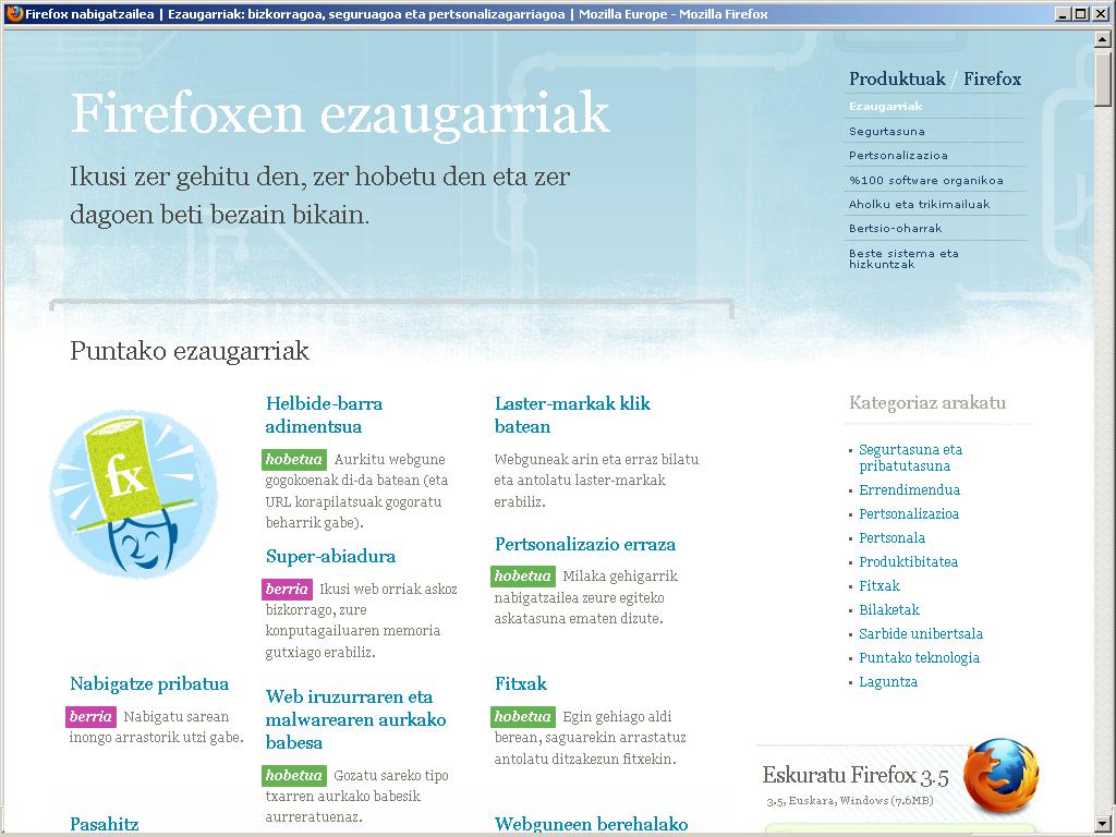 firefox 3.5 ezaugarriak