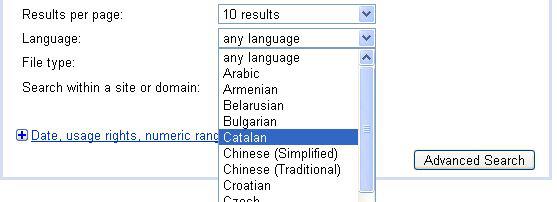 Google bilaketan katalana
