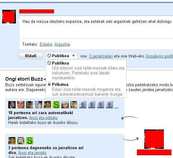 Google Buzz euskaraz