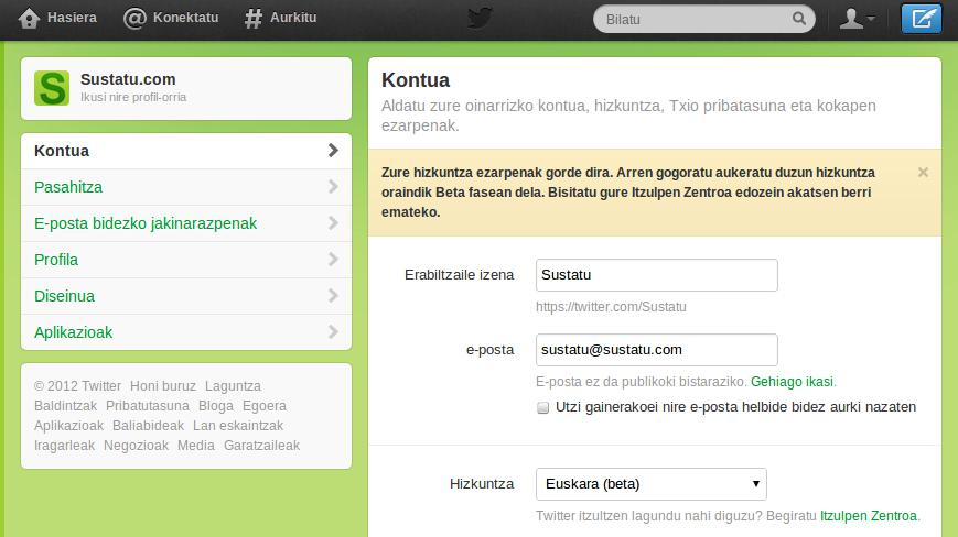 Twitter euskaraz