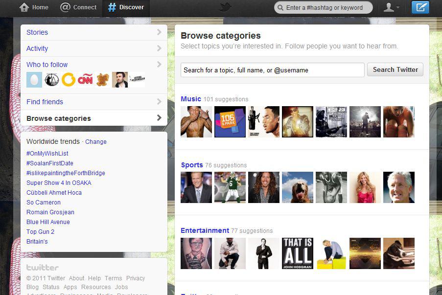Twitter, Discover Browse
