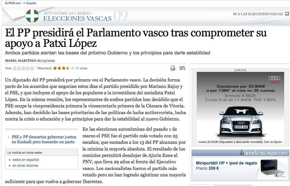 PSE el partido mas votado
