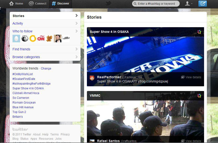 Twitter, Discover Stories atala