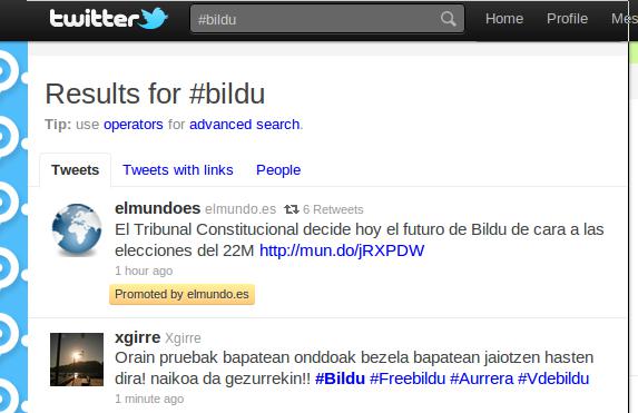 Bildu bilaketan, El Mundo nabarmendua
