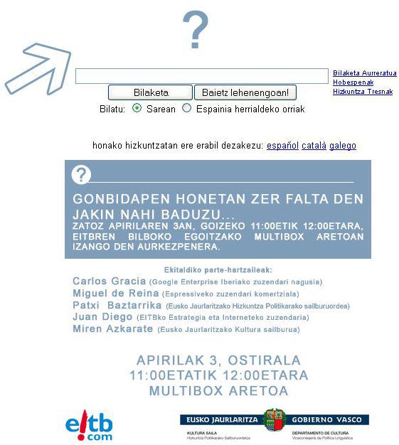 Google euskaraz, aurkezpena Bilbon