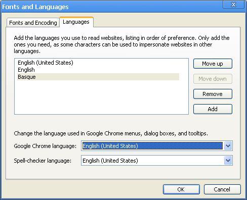 Chrome hizkuntzak