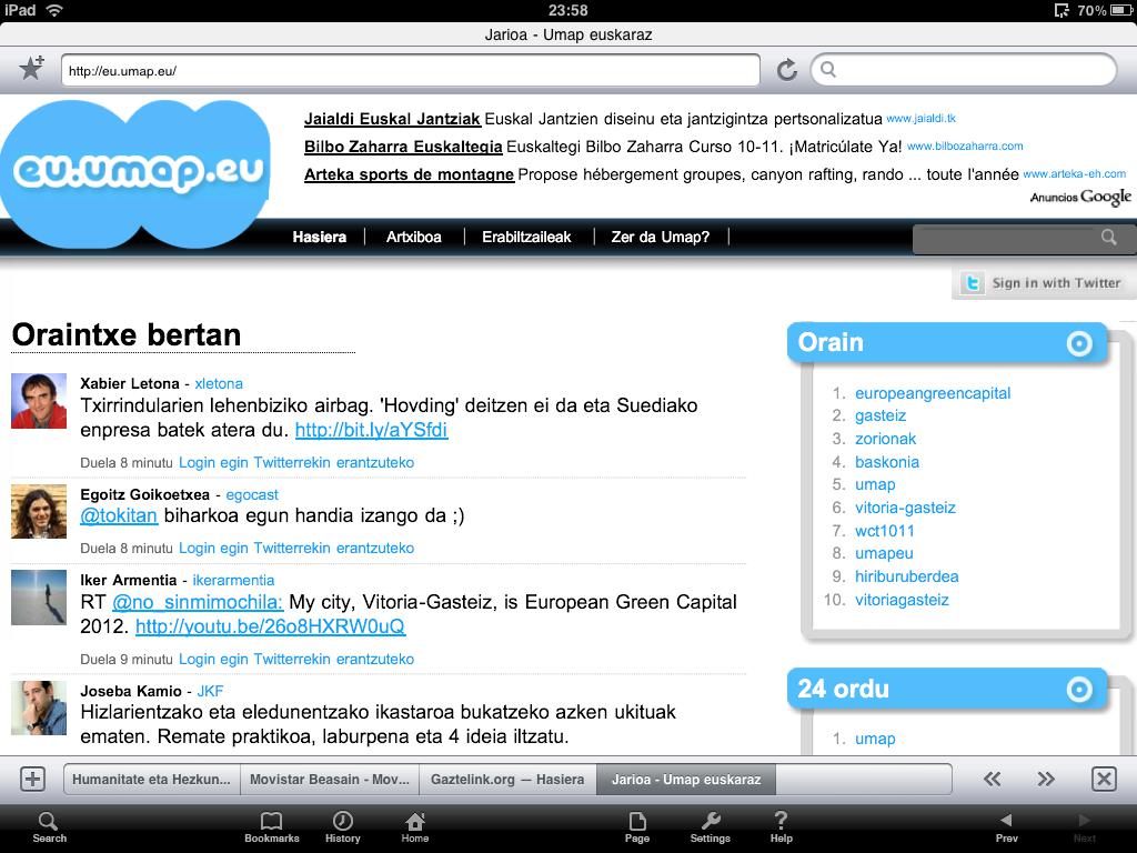 Umap euskaraz, Ipad batetik ikusia