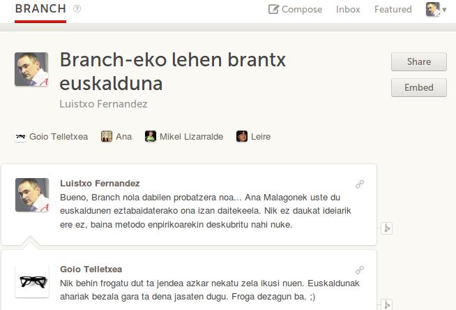Branch, euskarazko hari bat