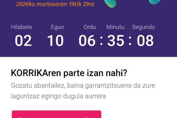 Korrikaren ibilbidea publiko egin da, aplikazioaren bidez