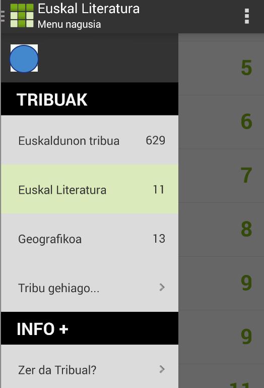 Tribuen menua zabalduta, Tribual