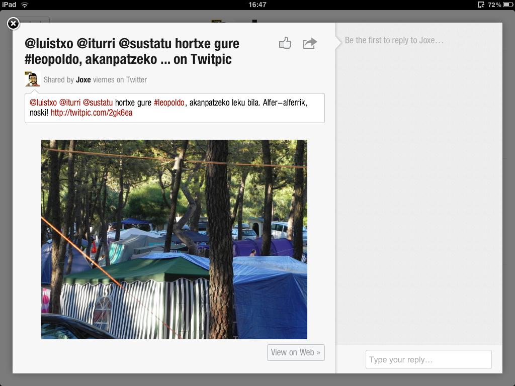 Flipboard, eduki jakin bat komentatzeko