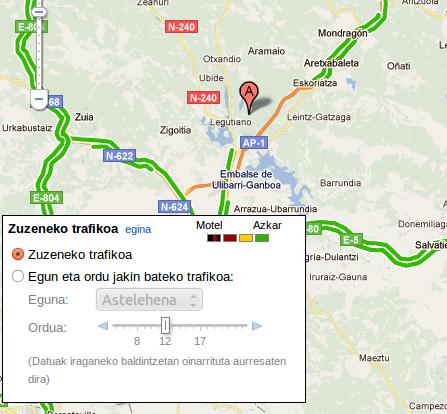 Google Maps trafikoa euskaraz