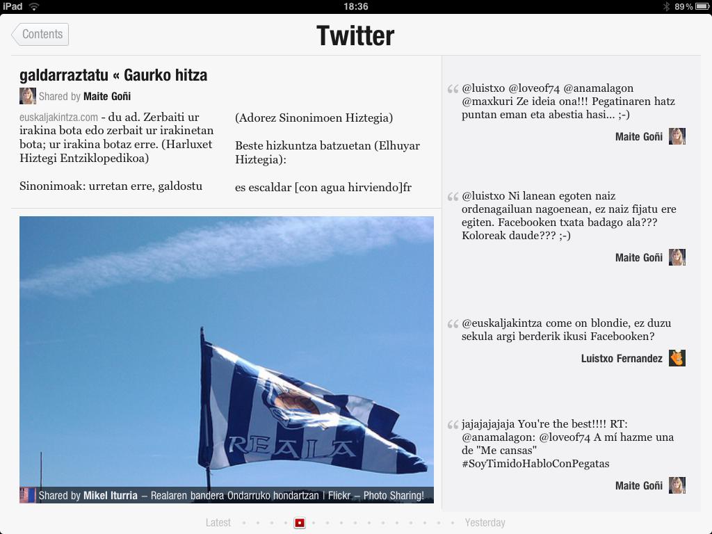Flipboard, horizontalki