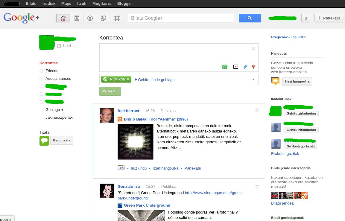 Google Plus euskaraz