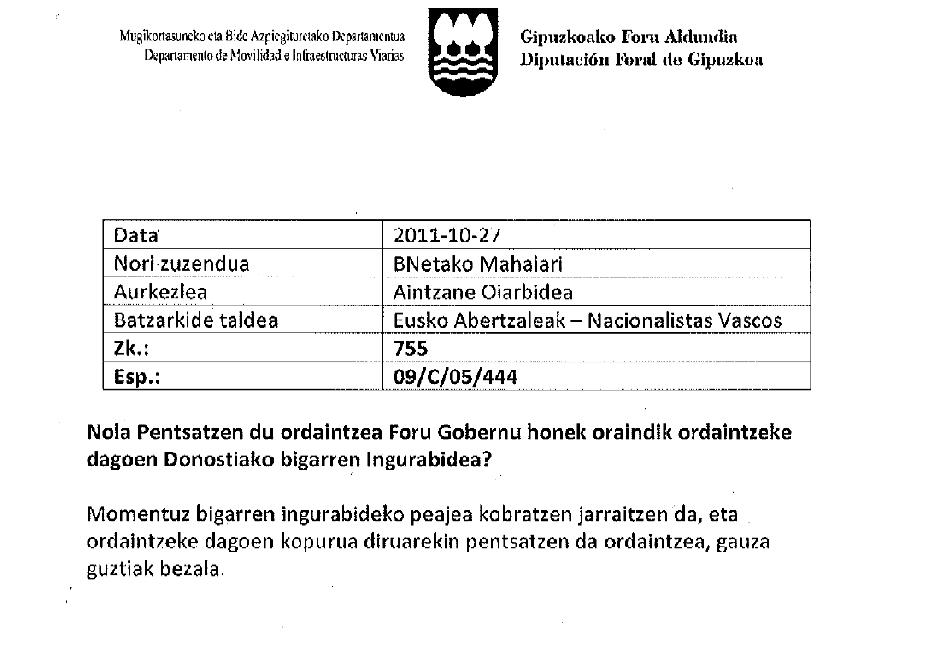 Erantzunak Gipuzkoako Batzar Nagusietan