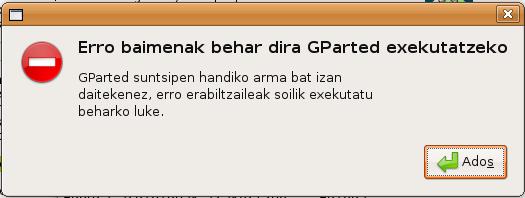 GParted erabilera.