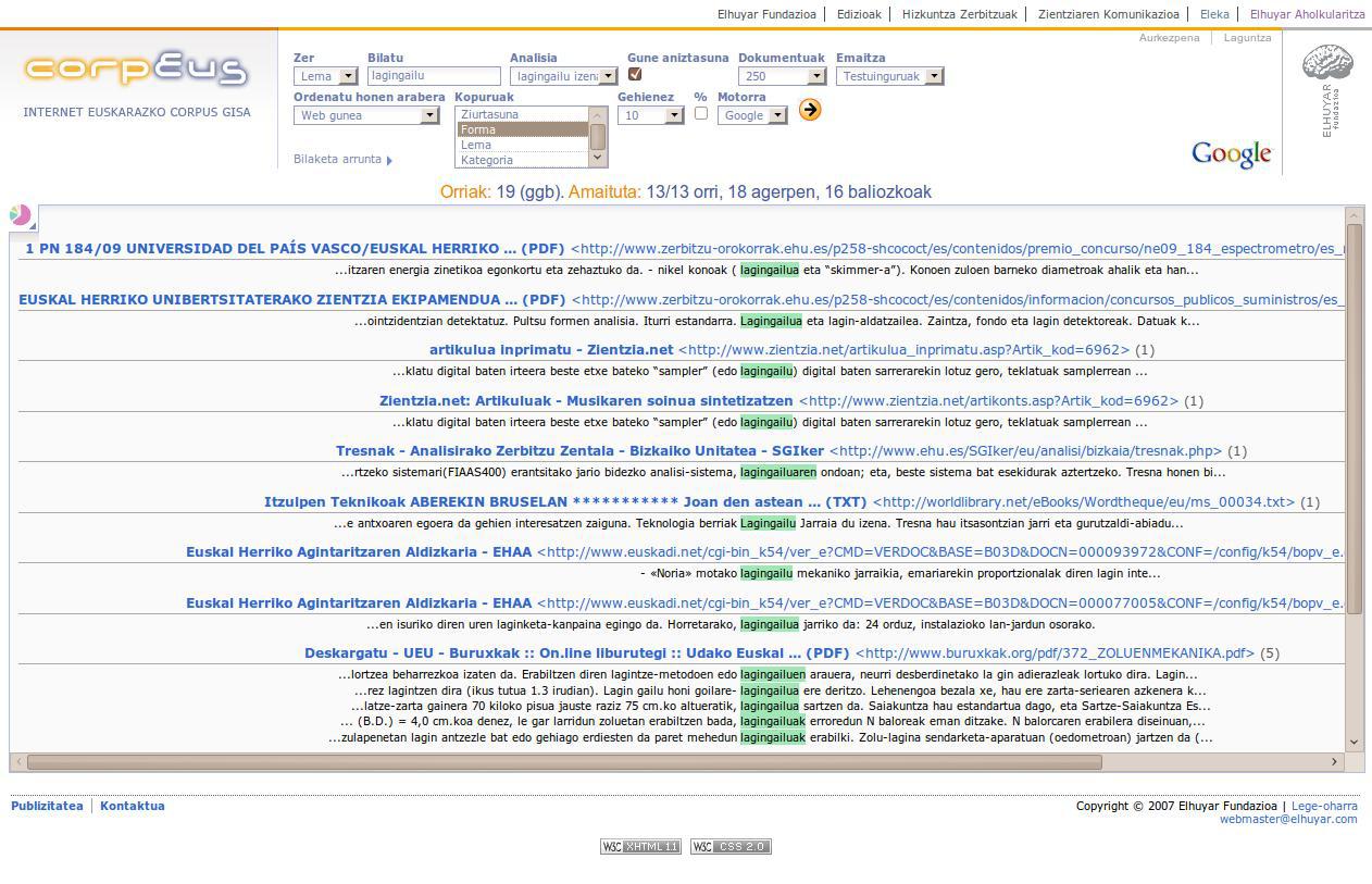 CorpEus eta Google