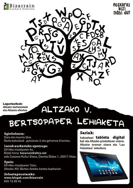 Altzako V. BERTSOPAPER LEHIAKETA hemen dago!!!