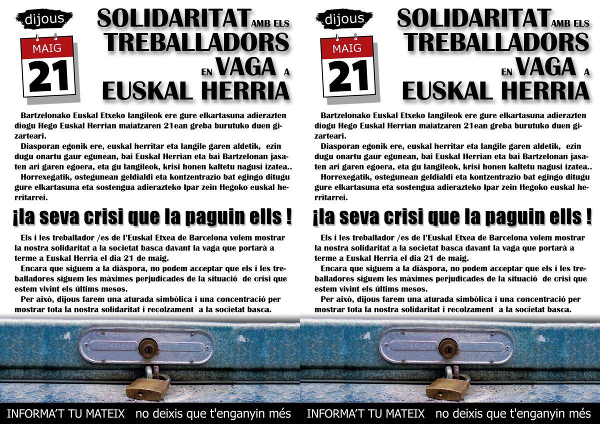 Bartzelonako Euskal Etxeak sortutako eskuorria