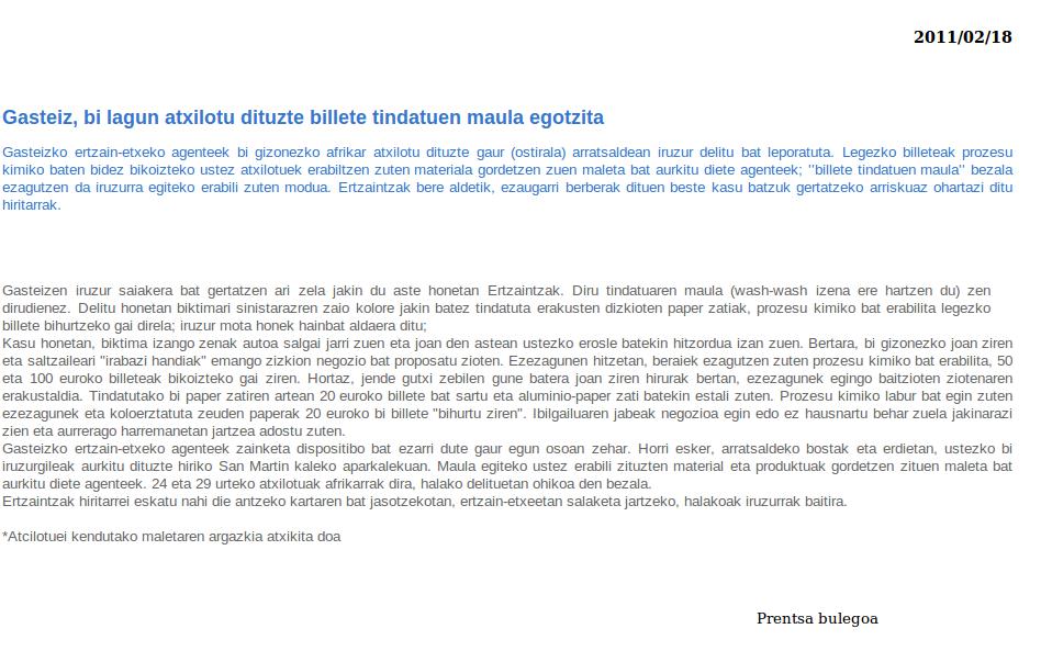 Ertzaintzaren oharra