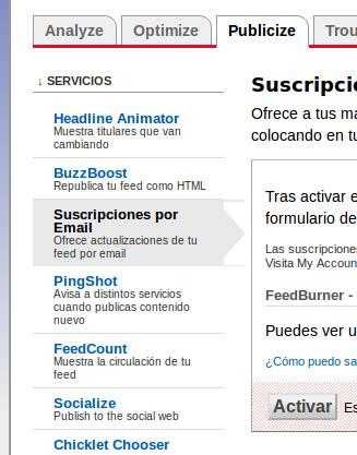 Feedburner 3 Publicize - Email