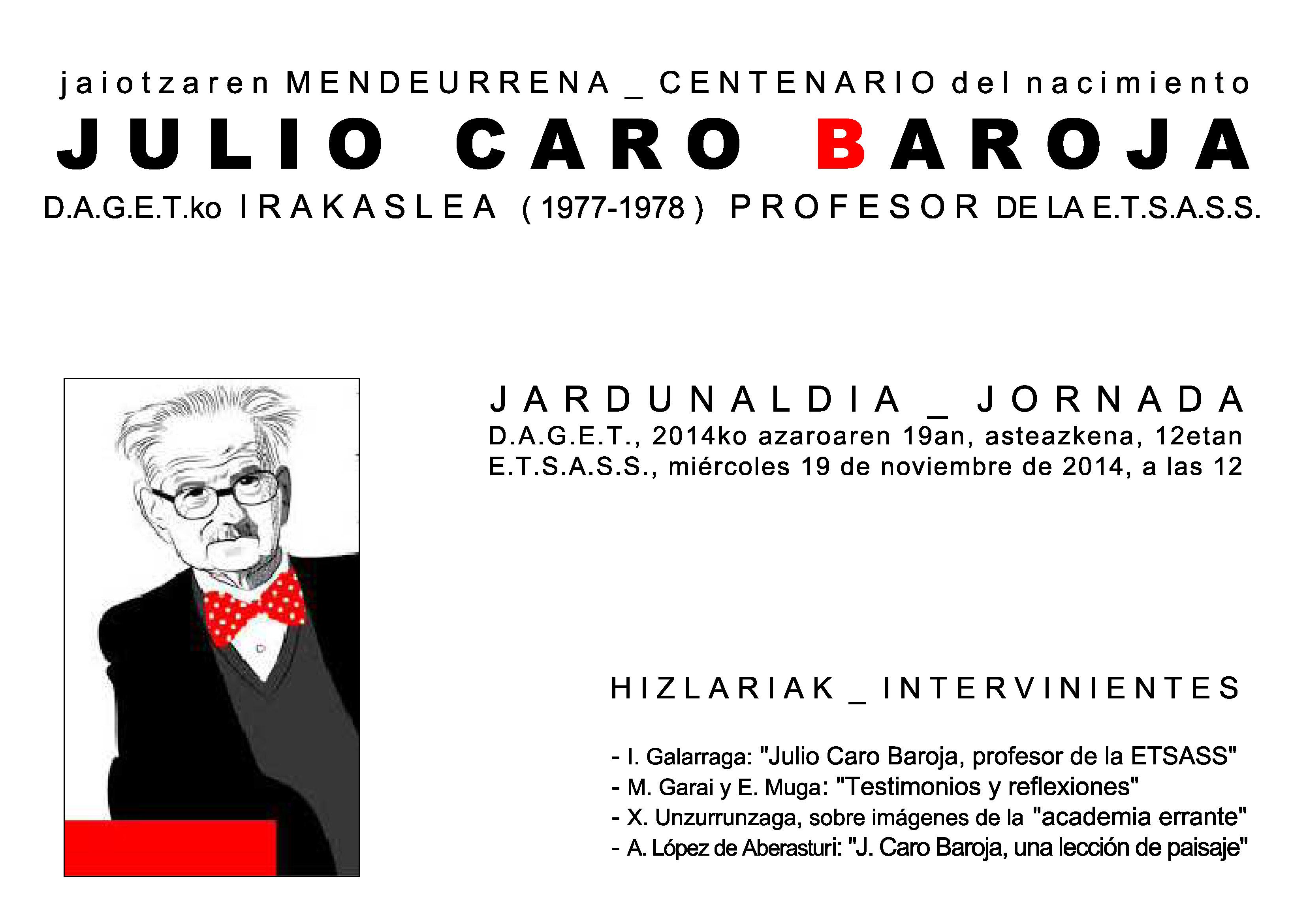 Caro Barojari buruzko hitzaldiak