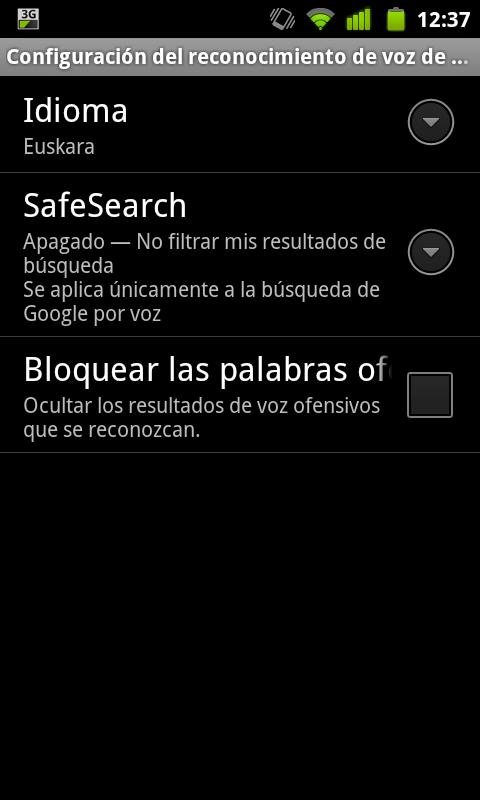 Google Voice Search euskaraz