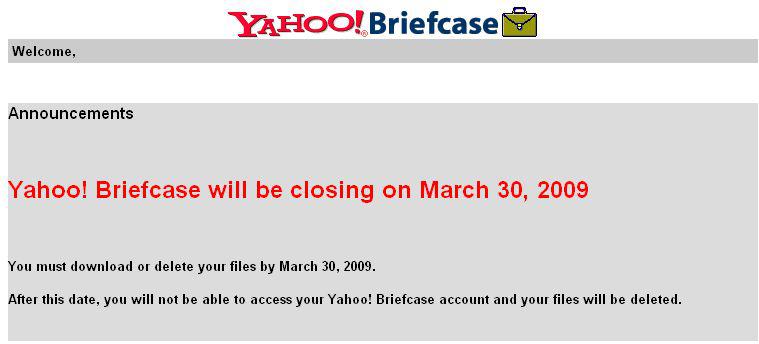 Yahooren maletatxoa itxi egingo da