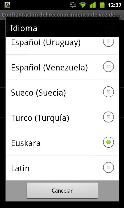 Google Voice Search euskaraz, Android telefonoetarako