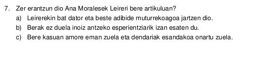 HABE azterketan erantzun ezinezkoa
