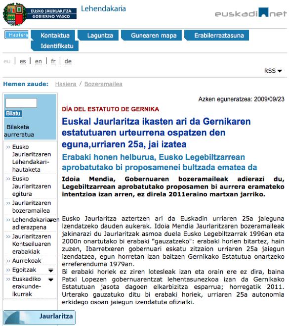Euskal Jaurlaritza ikasten ari da...