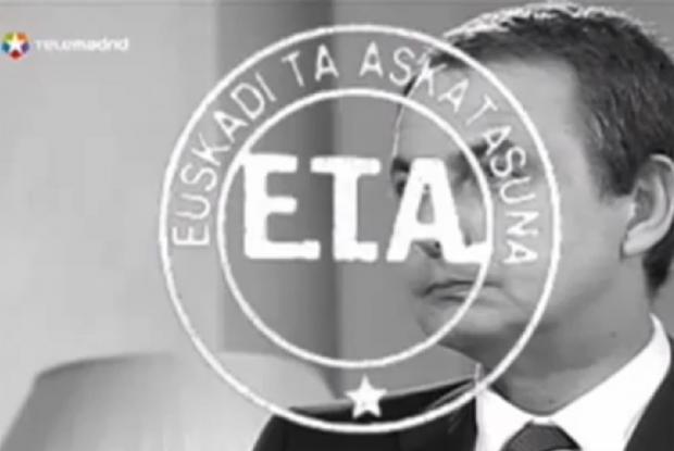 Zapatero ETAren logoarekin Telemadrid