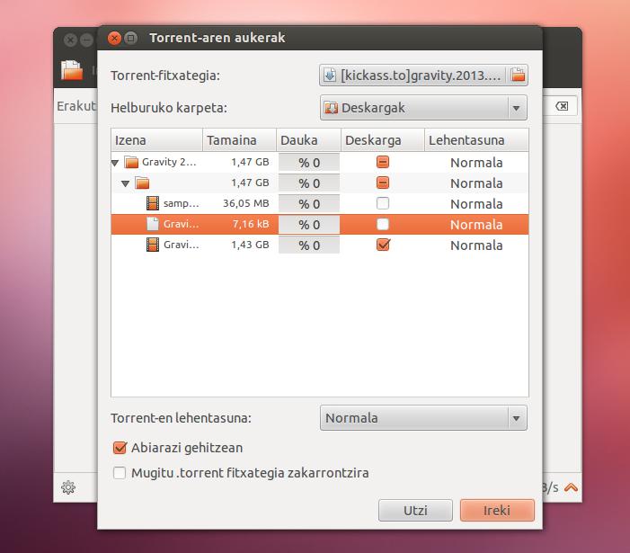 Torrent fitxategia ireki