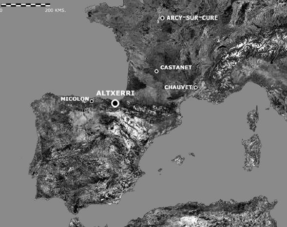 Altxerri eta beste leize zahar batzuen kokapena
