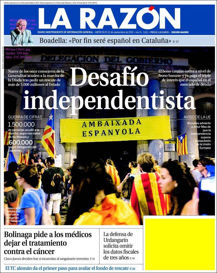 Portada 2012.09.12, La Razon