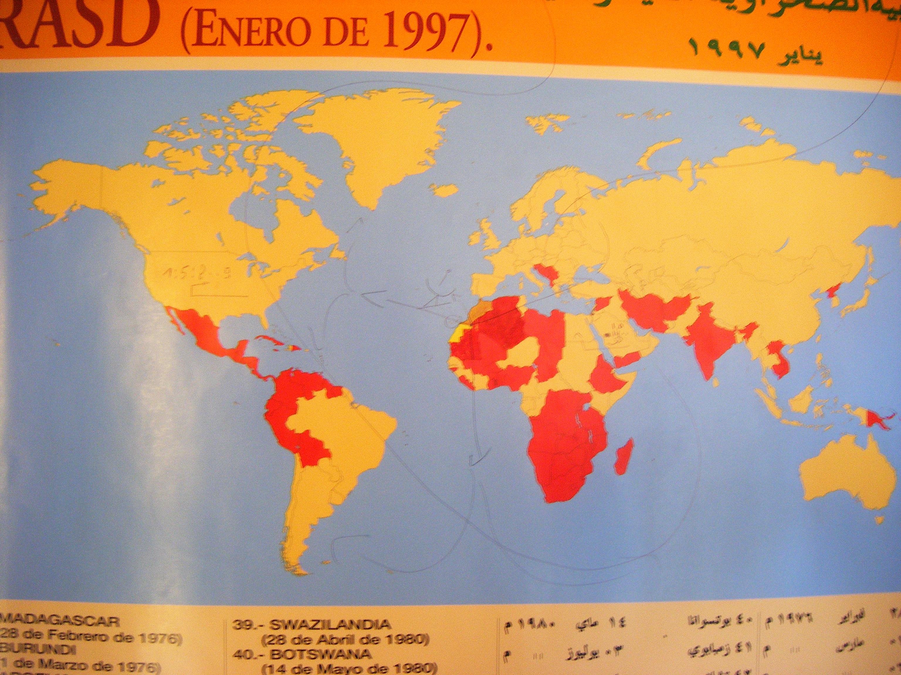 Mendebaldeko Sahara errekonozitzen dutenen mapa