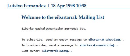 Eibartarrak zerrenda, 1. mezua edo