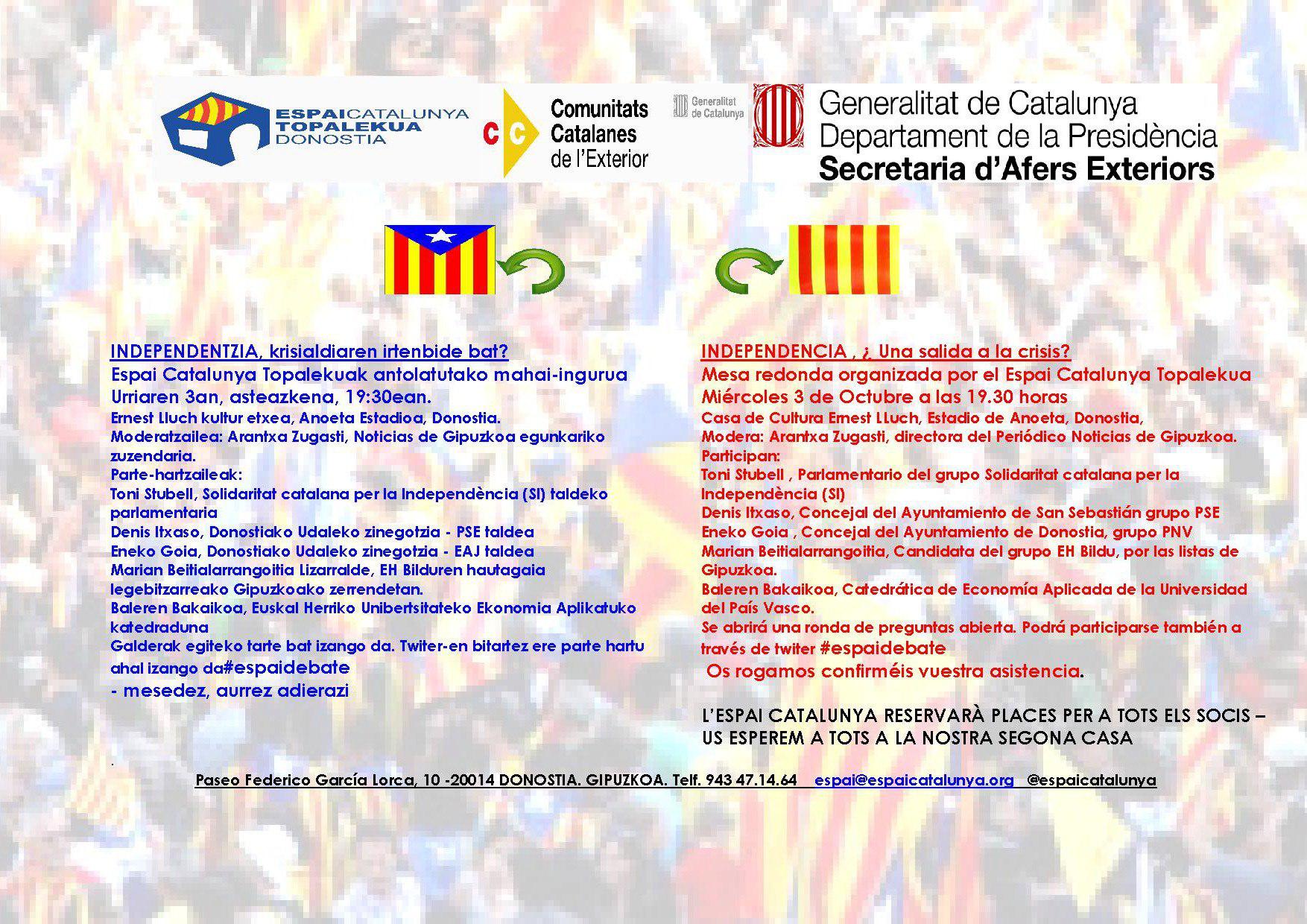Espai Catalunyaren debatearen iragarkia