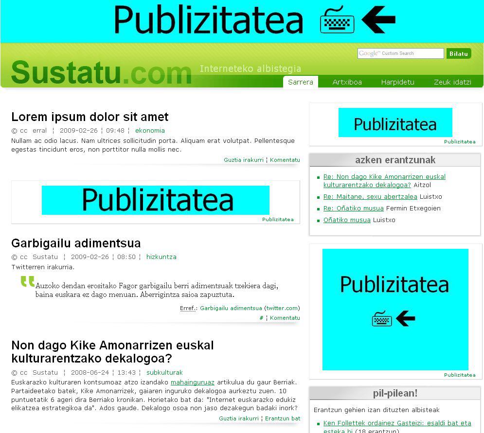 Sustatu: publizitatearen kokapenak