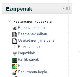 Moodle euskaraz, ezarpenak