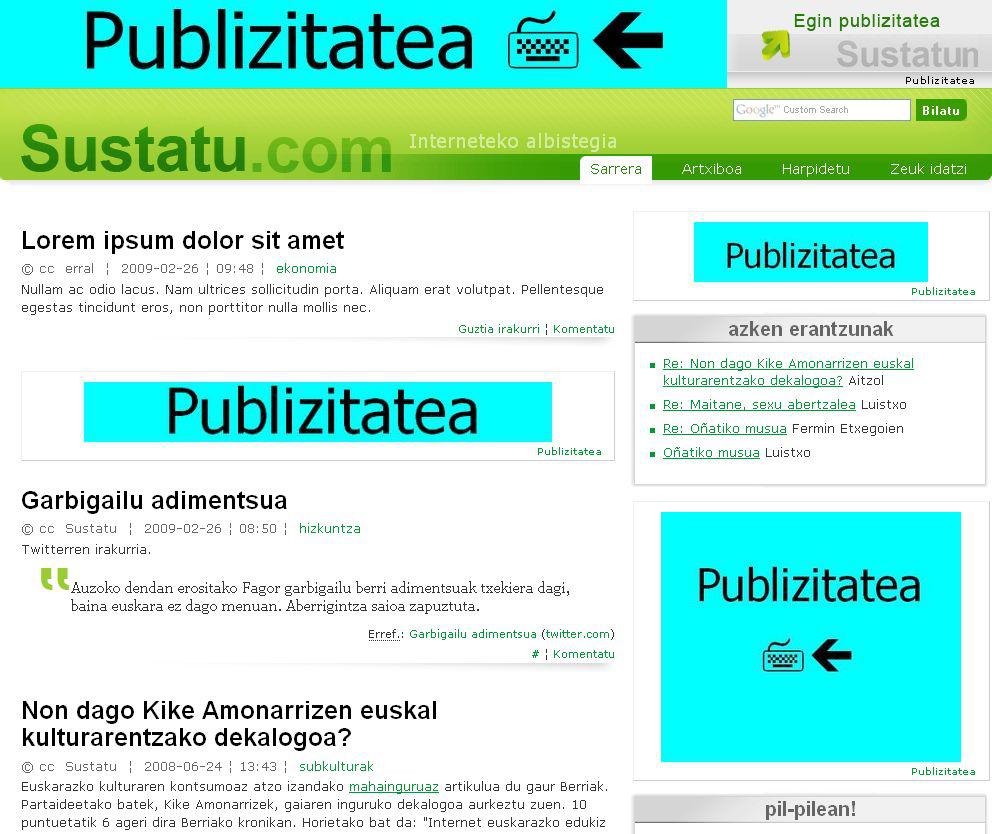 Sustatu: publizitateen kokapena