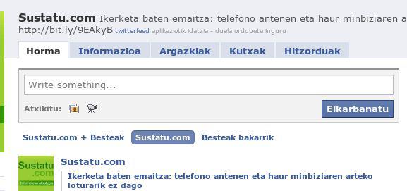 Sustatu.com orrialdea facebooken