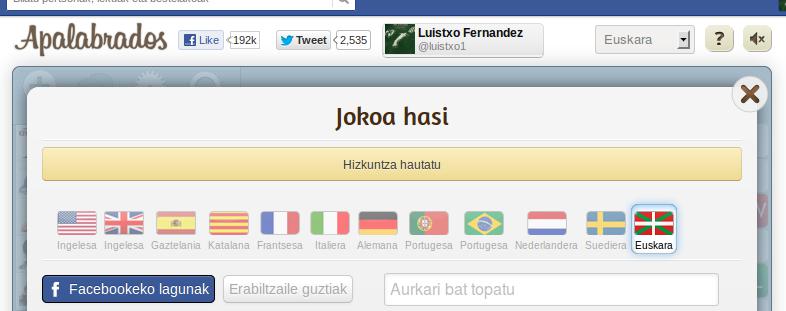 Apalabrados Facebook-en euskaraz